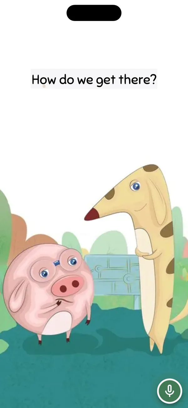FoxStoria Reading Buddy with an illustrated dog and pig story and a listening microphone